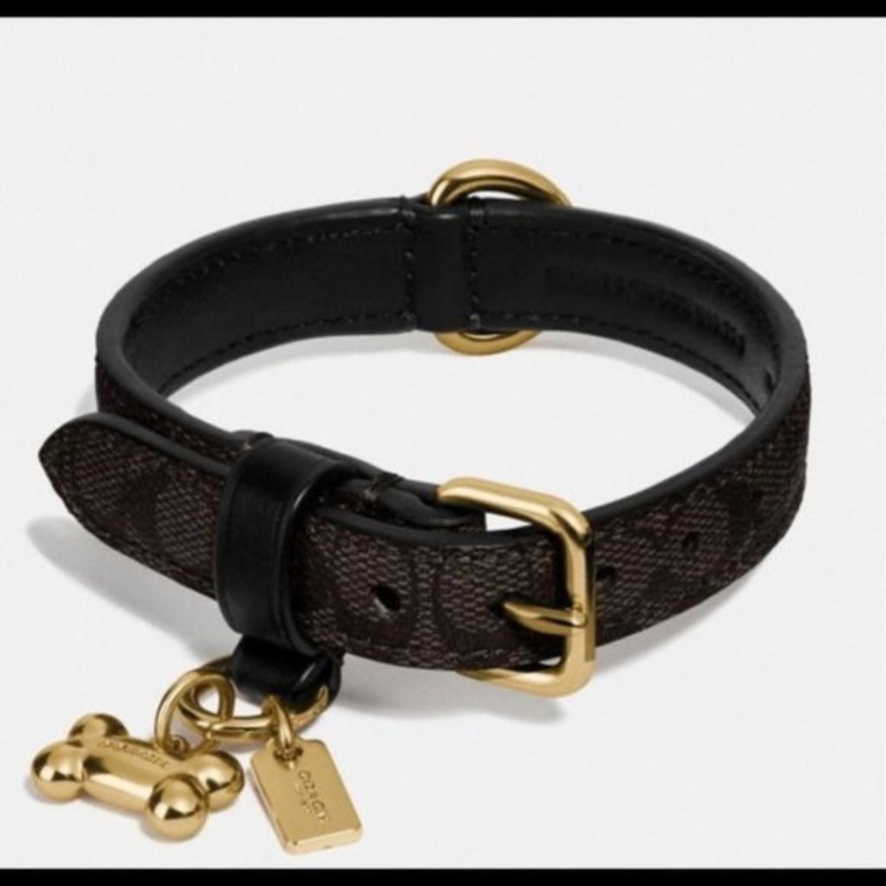 Coach Mahogany & Black Signature Small Dog Collar